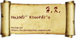 Hajdú Kleofás névjegykártya